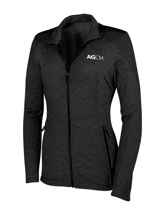 Womens Black Grid Fleece Jacket w/AG|CM Logo