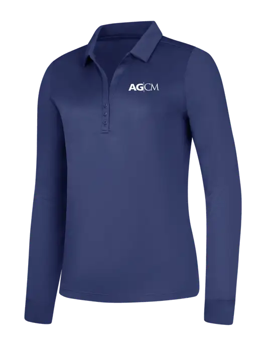 Womens Dark Royal Silk Touch Performance Long Sleeve Polo w/AG|CM Logo
