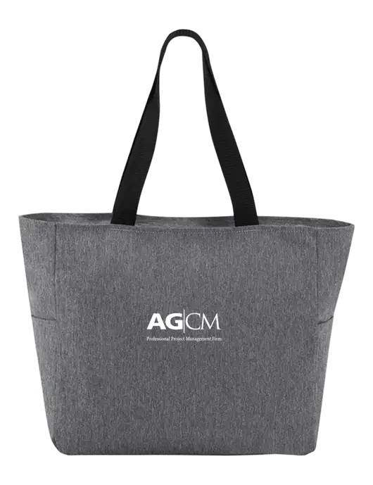 Everyday Heather Grey Zip Tote  w/AG|CM Logo