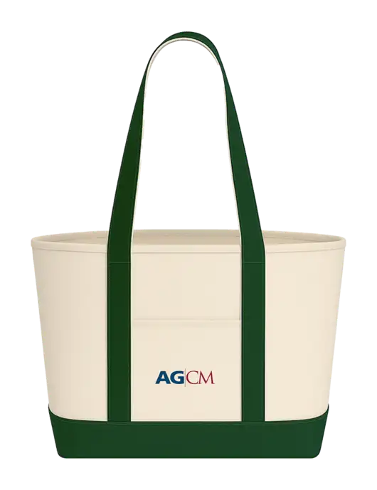 Natural/Dark Green Large Sturdy Cotton Canvas Carryall  w/AG|CM Logo