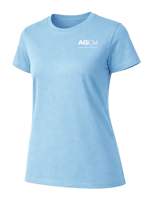 Womens Ring Spun Light Blue 4.5 oz T-Shirt w/AG|CM Logo