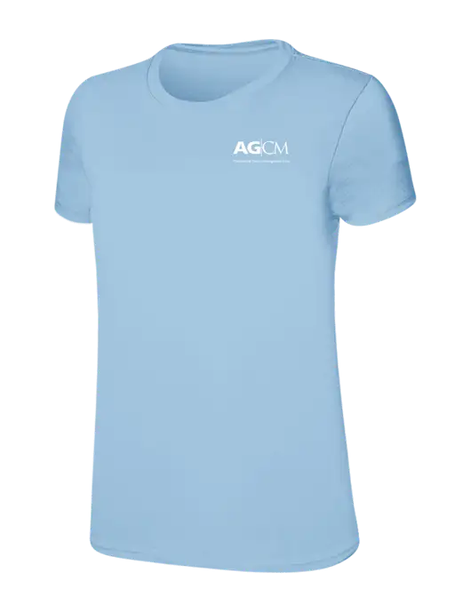 Womens Ring Spun Light Blue 4.5 oz T-Shirt w/AG|CM Logo