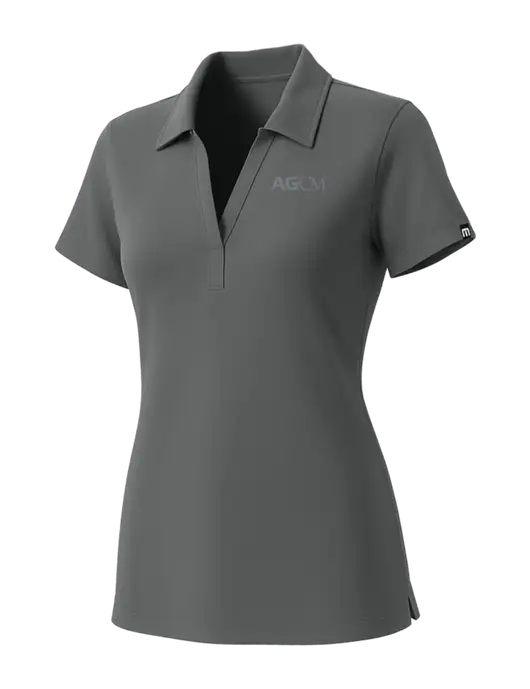TravisMathew Womens Grey Glenview Solid Polo w/AG|CM Logo