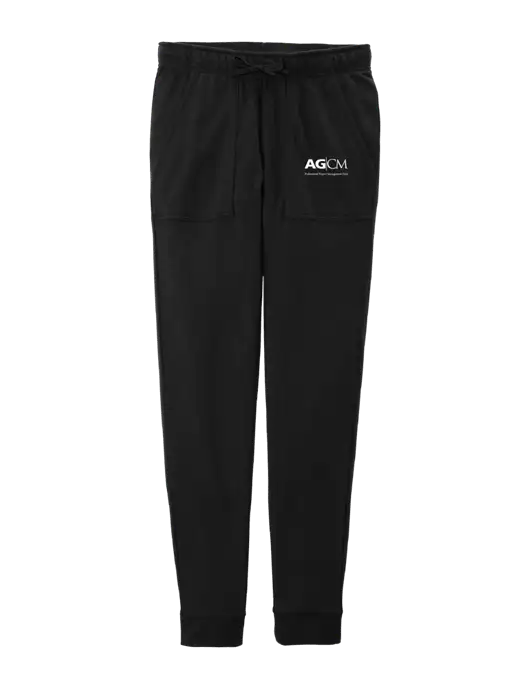 Womens Posicharge Tri-blend Wicking Black Triad Solid Fleece Jogger w/AG|CM Logo