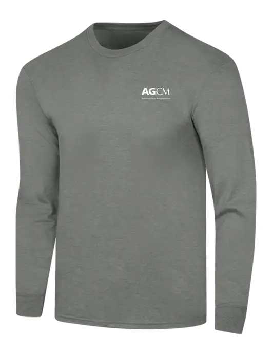 Simply Soft Long Sleeve Heathered Charcoal 4.5 oz, Poly/Combed Ring Spun Cotton T-Shirt w/AG|CM Logo