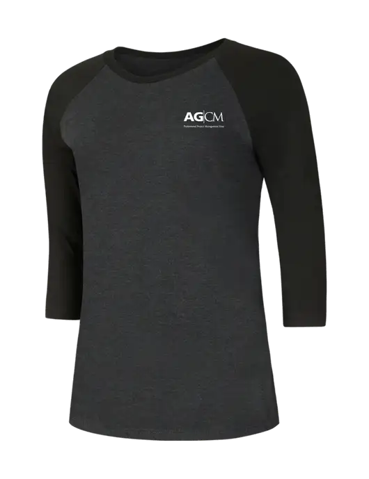 Womens Simply Soft 3/4 Sleeve Black/Black Frost Ring Spun Cotton T-Shirt w/AG|CM Logo