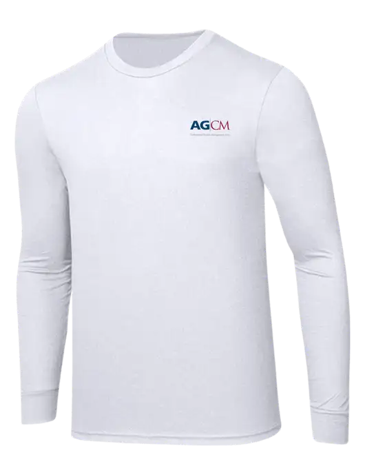 Simply Soft Long Sleeve White 4.5 oz, Poly/Combed Ring Spun Cotton T-Shirt w/AG|CM Logo