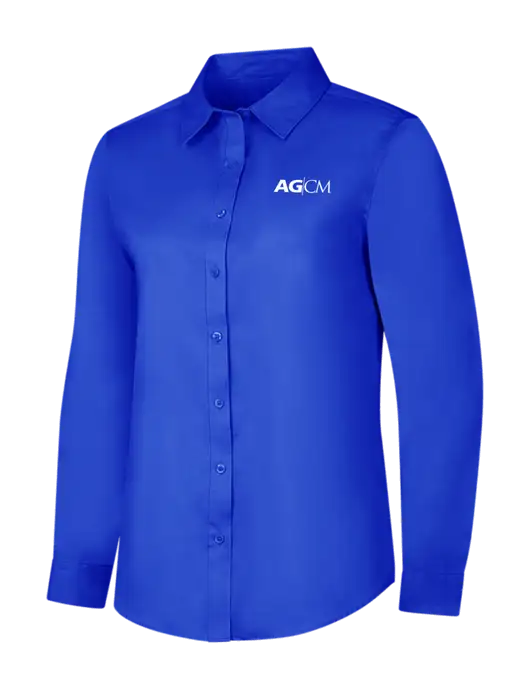 Womens Long Sleeve Dark Royal Superpro React Twill Shirt w/AG|CM Logo