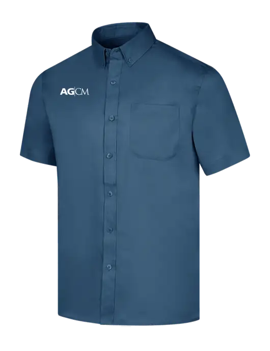 Short Sleeve Light Navy Superpro React Twill Shirt w/AG|CM Logo