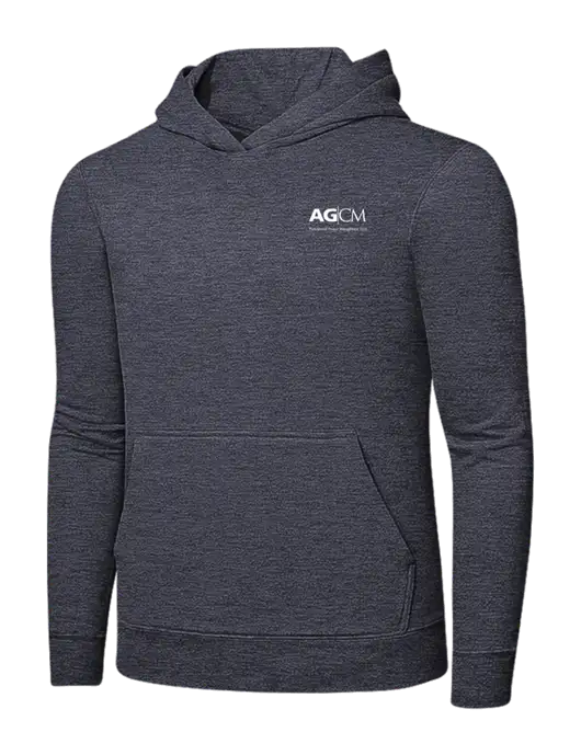 Heather Navy 7.8 oz Ring Spun Hooded Sweatshirt w/AG|CM Logo