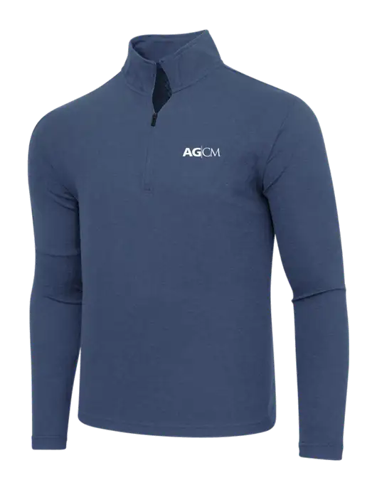 Adidas  Navy  Melange 3 Stripes Quarter Zip Sweater w/AG|CM Logo