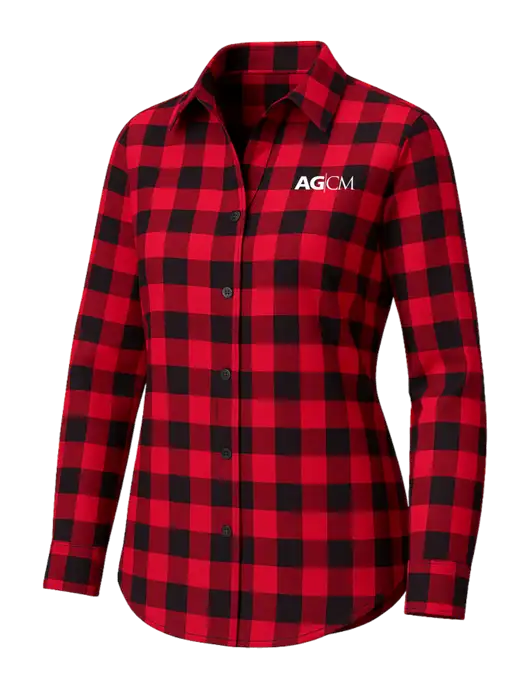 Womens Red/Black Buffalo Check Plaid Flannel Tunic w/AG|CM Logo
