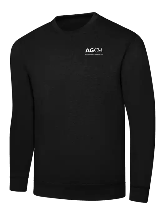Black 7.8 oz Ring Spun Crew Sweatshirt w/AG|CM Logo
