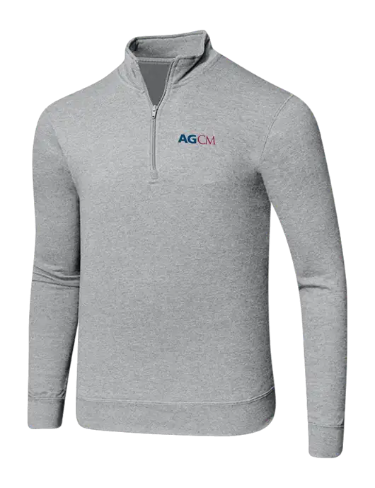 Light Heather Grey 8.5 oz Ring Spun 1/4 Zip Pullover Sweatshirt w/AG|CM Logo