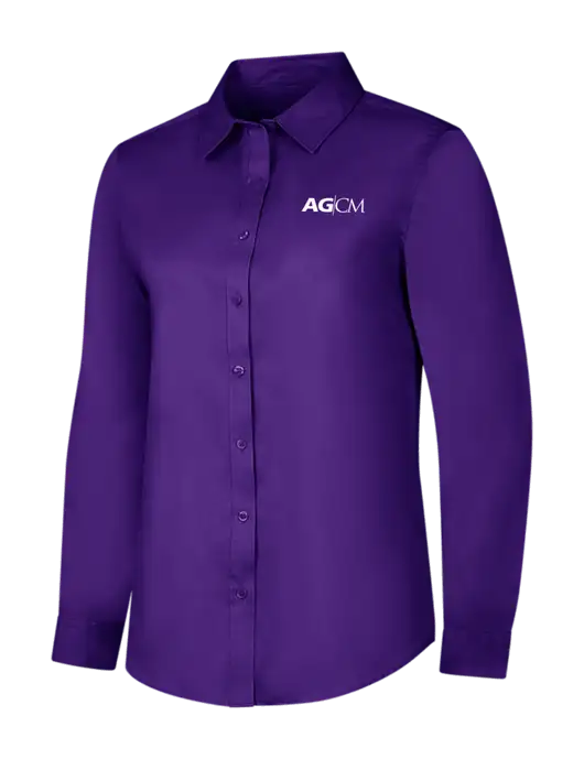Purple Womens Long Sleeve Superpro React Twill Shirt w/AG|CM Logo