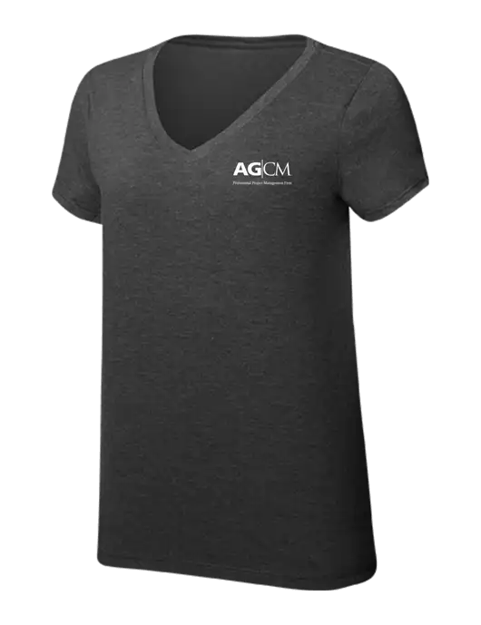 Womens Simply Soft V-Neck Black Frost 4.5oz  Poly/Combed Ring Spun Cotton T-Shirt w/AG|CM Logo
