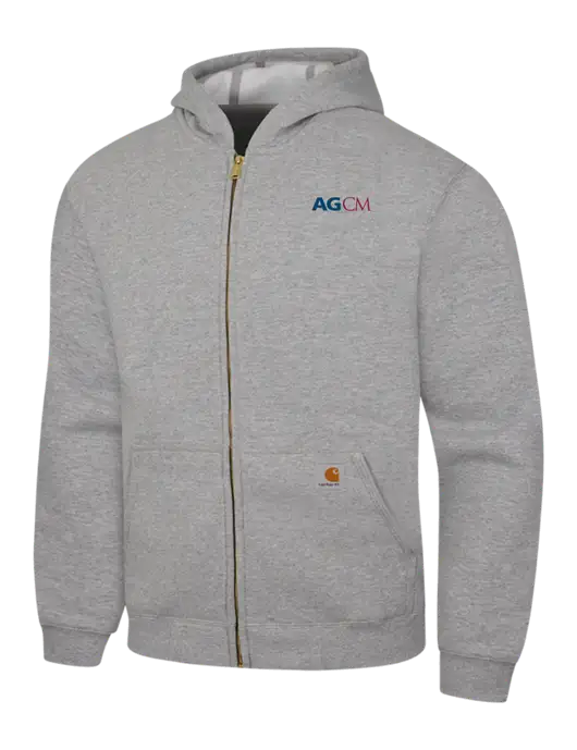 Carhartt Light Grey Heather Midweight Hooded Zip-Front Sweatshirt w/AG|CM Logo