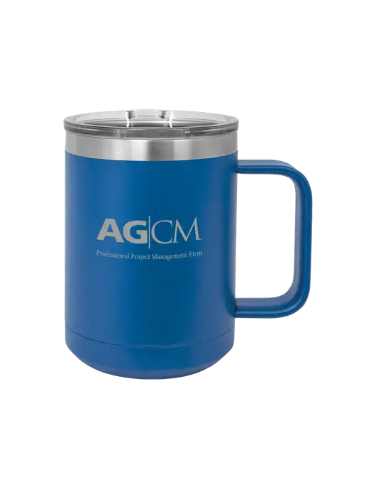 Polar Camel 15 oz Powder Coated Royal Vacuum Insulated Mug with Slider Lid w/AG|CM Logo