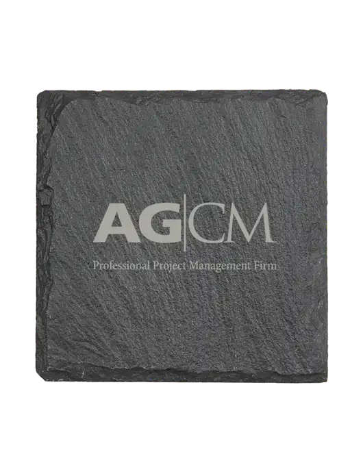 Square Slate Coaster, 4 x 4 w/AG|CM Logo