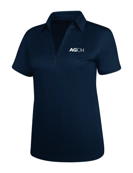 Navy Womens Performance Fine Jacquard Polo w/AG|CM Logo