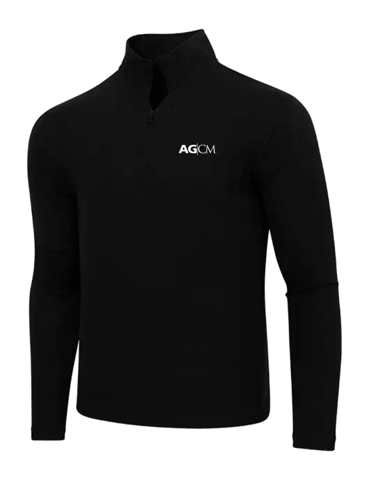 Adidas  Black Melange 3 Stripes Quarter Zip Sweater w/AG|CM Logo