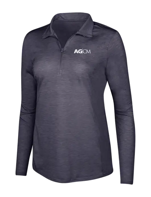 True Navy Heather Womens Posicharge Tri-Blend Wicking 1/4 Zip Pullover w/AG|CM Logo