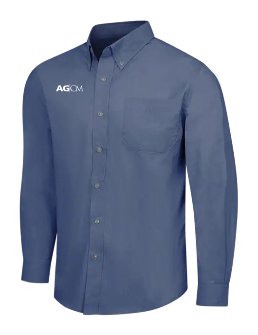 Light Navy Crosshatch Easy Care Shirt w/AG|CM Logo