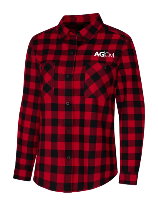 Womens Red/Black Buffalo Check Plaid Flannel Shirt w/AG|CM Logo