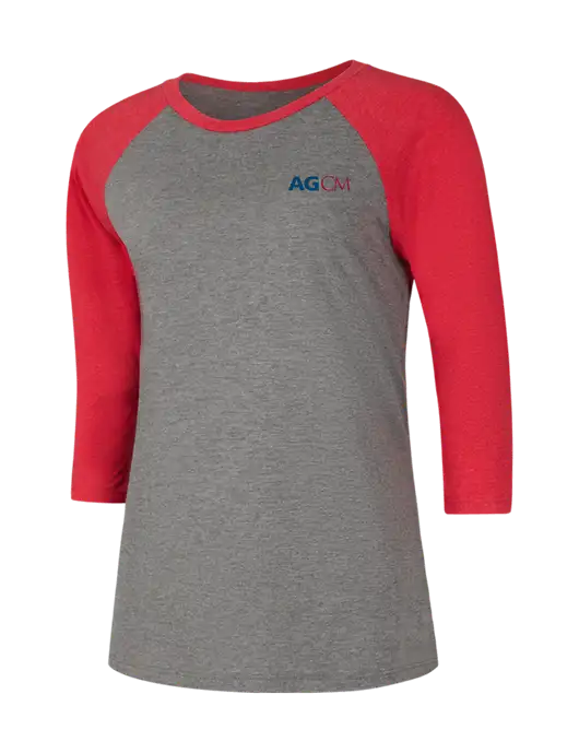 Womens Simply Soft 3/4 Sleeve Red Frost/Grey Frost Ring Spun Cotton T-Shirt w/AG|CM Logo