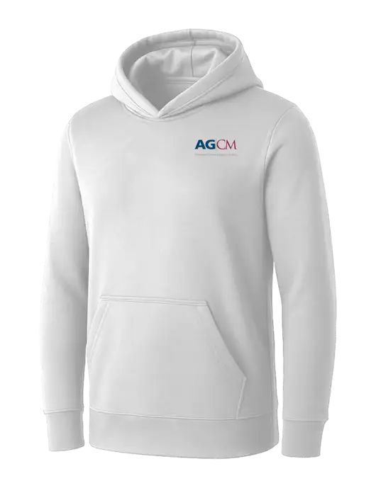Womens White Core Fleece Pullover Hooded Sweatshirt w/AG|CM Logo