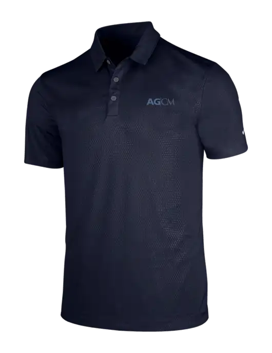 NIKE Dark Navy Dri-Fit Embossed Tri-Blade Polo w/AG|CM Logo