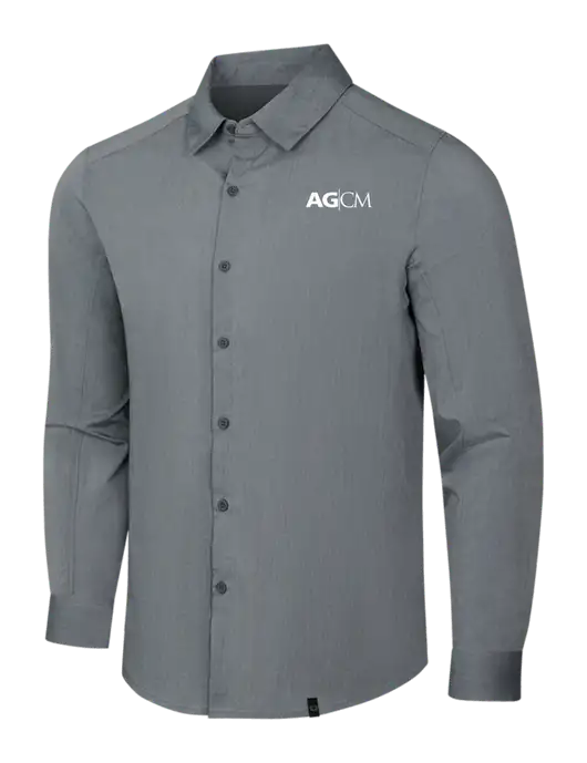 OGIO Medium Grey Heather Commuter Woven Shirt w/AG|CM Logo