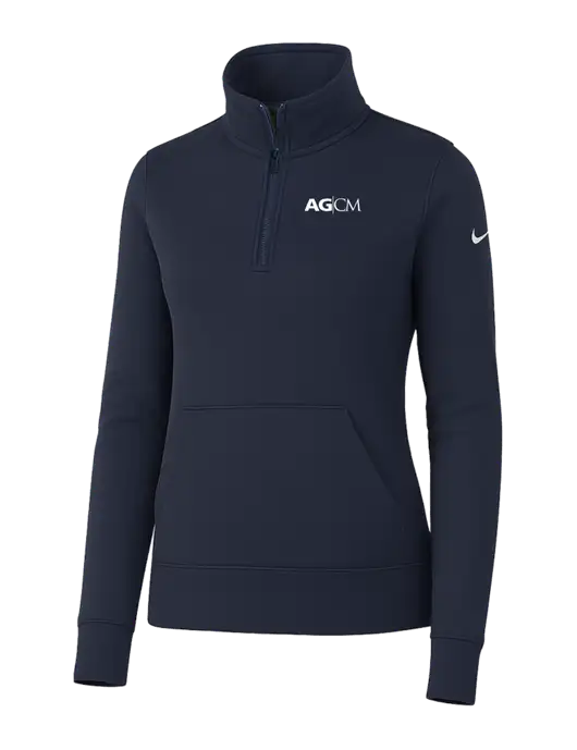 Nike Womens Dark Navy Club Fleece Sleeve Swoosh 1/2-Zip w/AG|CM Logo
