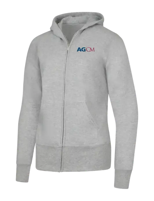 Grey Heather Womens Core Fleece Full-Zip Hooded Sweatshirt w/AG|CM Logo