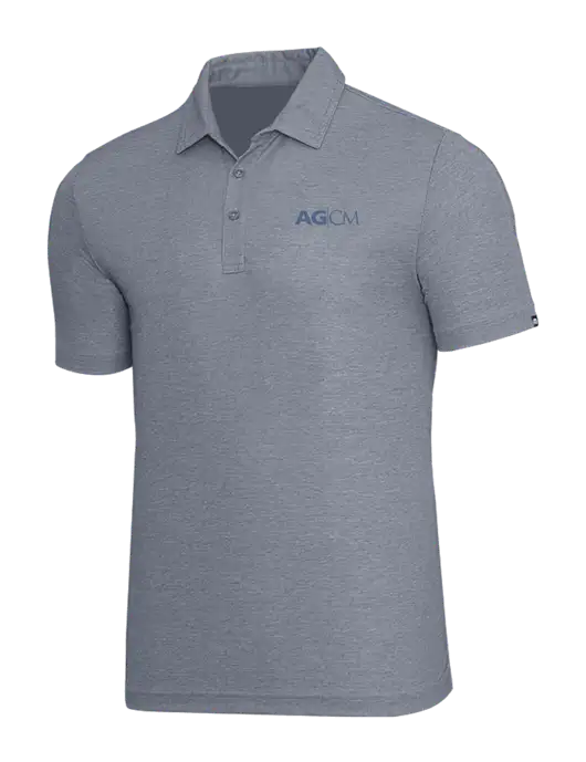 TravisMathew Navy Heather Oceanside Polo w/AG|CM Logo