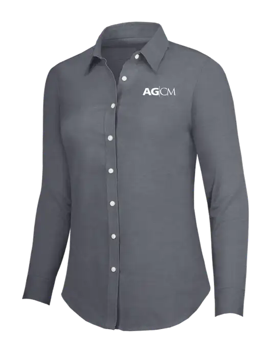 Dark Grey Womens SuperPro Oxford Shirt w/AG|CM Logo