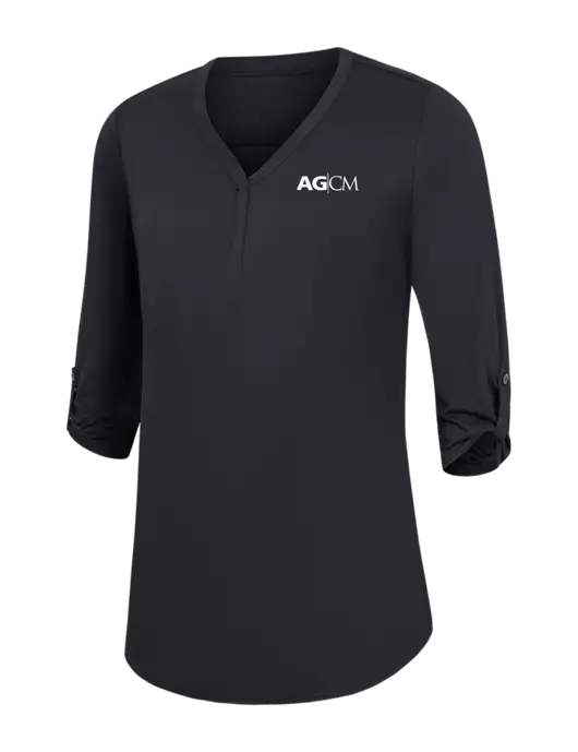 Womens Black City Stretch 3/4-Sleeve Tunic w/AG|CM Logo