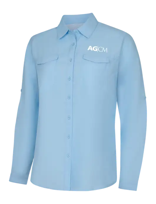 Womens Light Blue Long Sleeve UV Daybreak Shirt w/AG|CM Logo