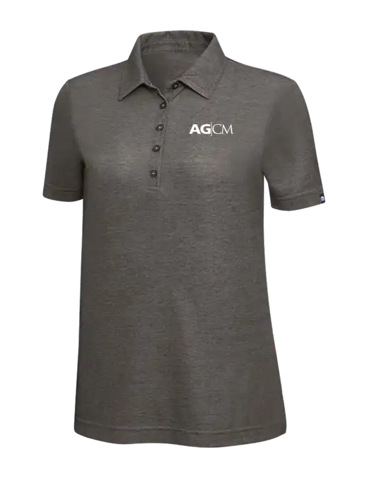 TravisMathew Black Heather Womens Oceanside Polo w/AG|CM Logo