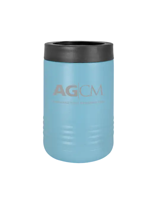 Polar Camel 12 oz Powder Coated Light Blue Vacuum Insulated Beverage Holder w/AG|CM Logo