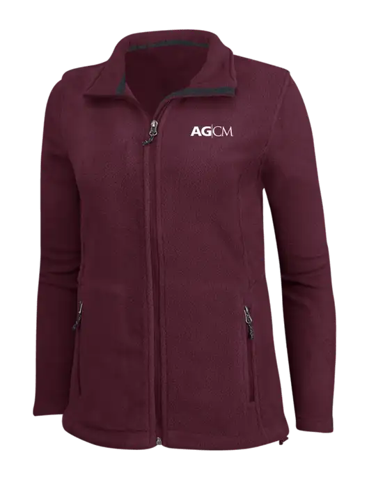 Womens Maroon Fleece Jacket w/AG|CM Logo