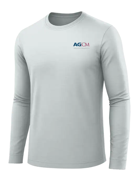 Long Sleeve Light Grey PosiCharge Competitor Tee w/AG|CM Logo