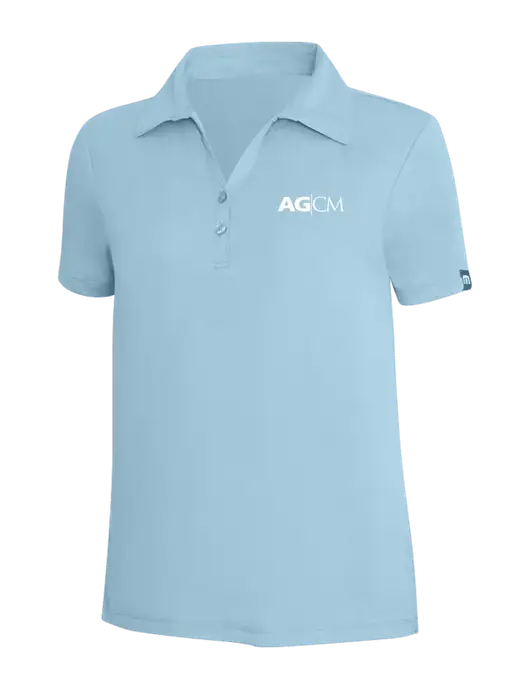 TravisMathew Light Sapphire Heather Womens Coto Performance Polo w/AG|CM Logo