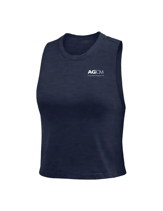 BELLA+CANVAS Womens Heather Navy Racerback Crop Tank  w/AG|CM Logo