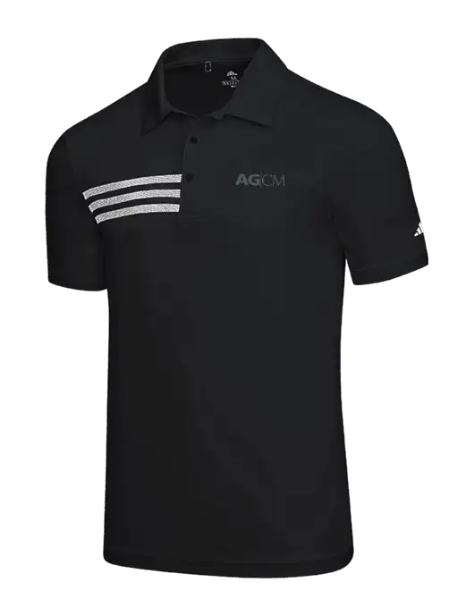 Adidas Black 3 Stripes Chest Polo w/AG|CM Logo