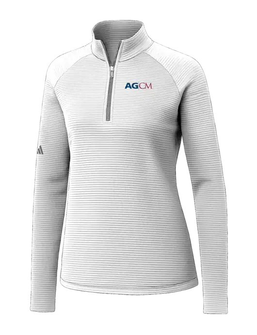 Adidas Womens White Spacer Quarter-Zip Pullover  w/AG|CM Logo