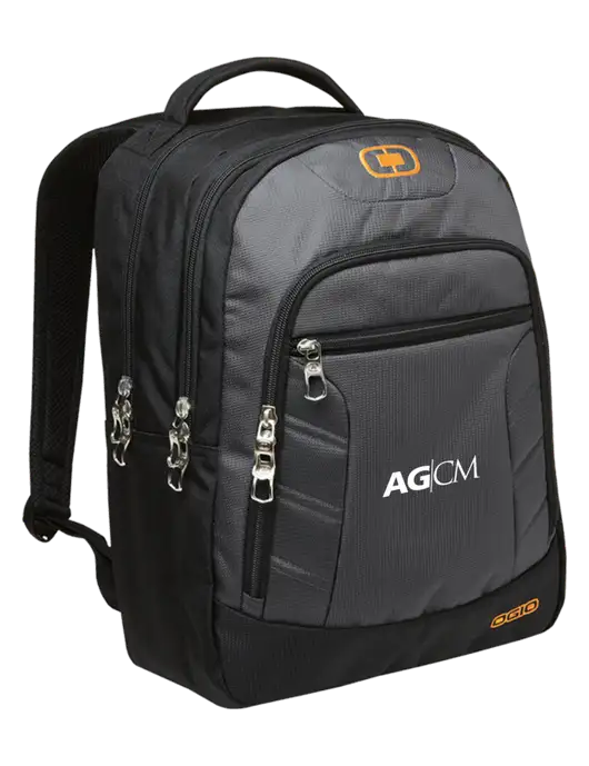 OGIO Dark Grey/Orange Colton Laptop Backpack
 w/AG|CM Logo