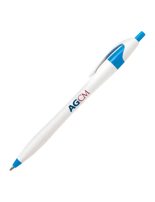 Novella Sapphire Blue/White Splash Pen - Blue Ink w/AG|CM Logo