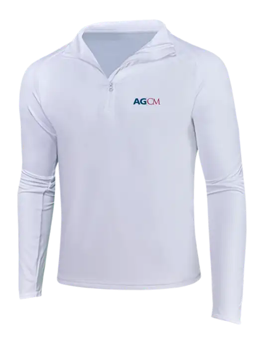 White Sport Wick Stretch 1/4 Zip Pullover w/AG|CM Logo