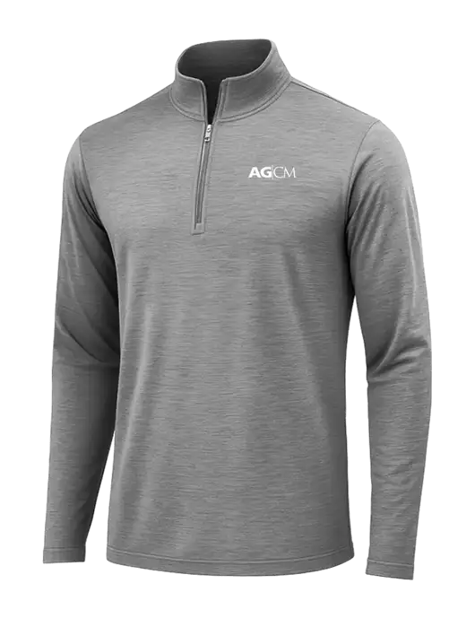 Dark Grey Heather Posicharge Tri-Blend Wicking 1/4 Zip Pullover w/AG|CM Logo